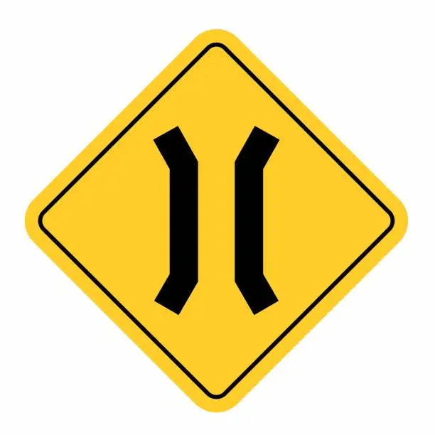 Vector illustration of Narrow bridge road sign