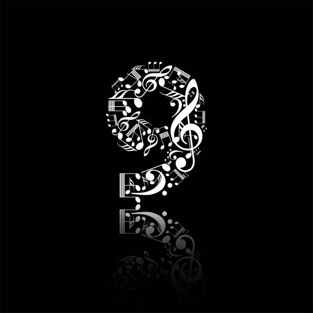 Vector Number 9 Made From Music Notes Numbers Collection Made From