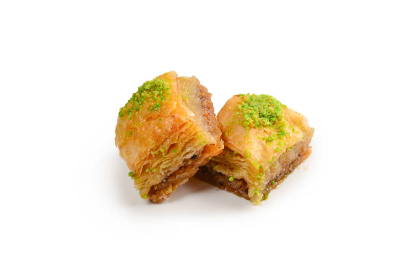 istock Pistachio baklava on a white background. Dessert. 1143065905