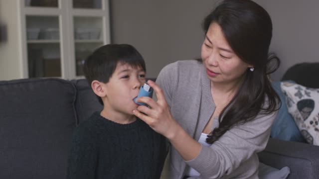A young boy with asthma