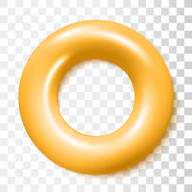 Inflatable Rubber Ring Classic Yellow Safety Inflatable Rubber Ring Isolated On Transparent Background. Vector Photo Realistic Illustration. Top View ring buoy stock illustrations