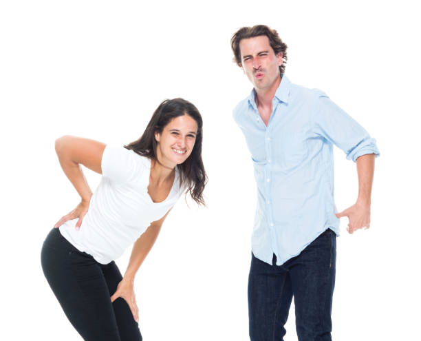 istock Woman and man suffering from backpain 1143068174