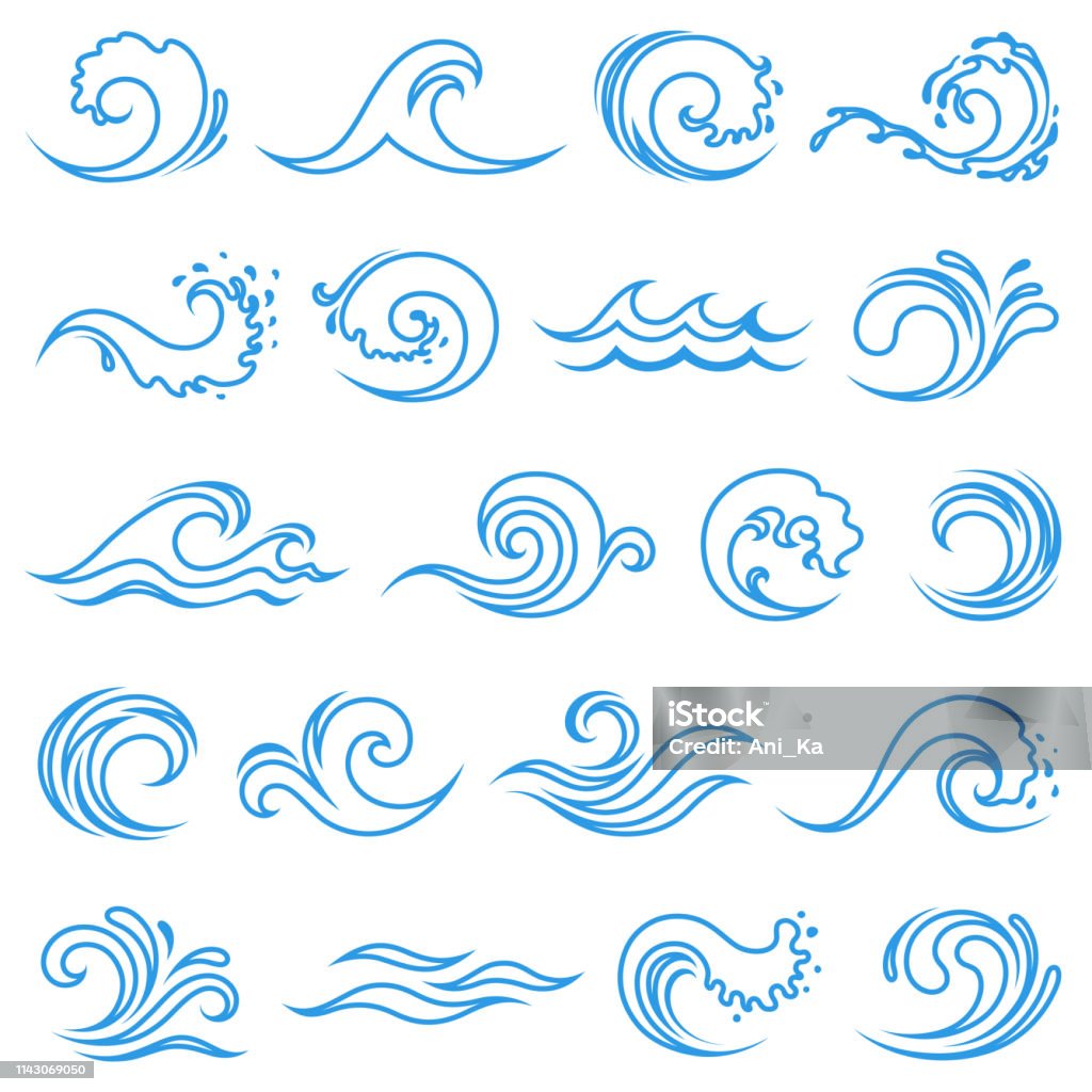 Wave icons Set of wave icons Wave - Water stock vector