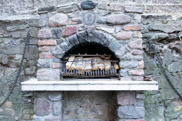 Antique fireplace in the street