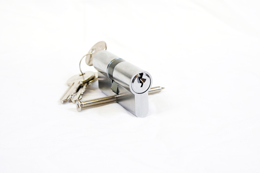 Key hole with lock and keys isoleted on white background