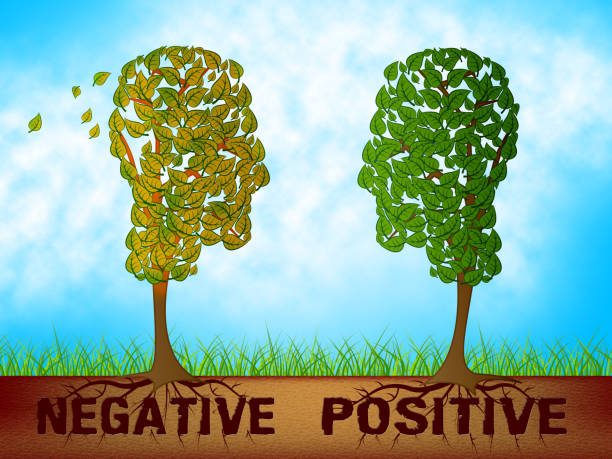 istock Positive Versus Negative Words Depicting Reflective State Of Mind - 3d Illustration 1143074265