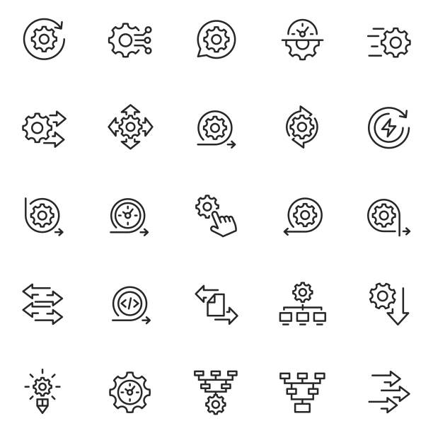 ilustrações de stock, clip art, desenhos animados e ícones de process icon set - movement