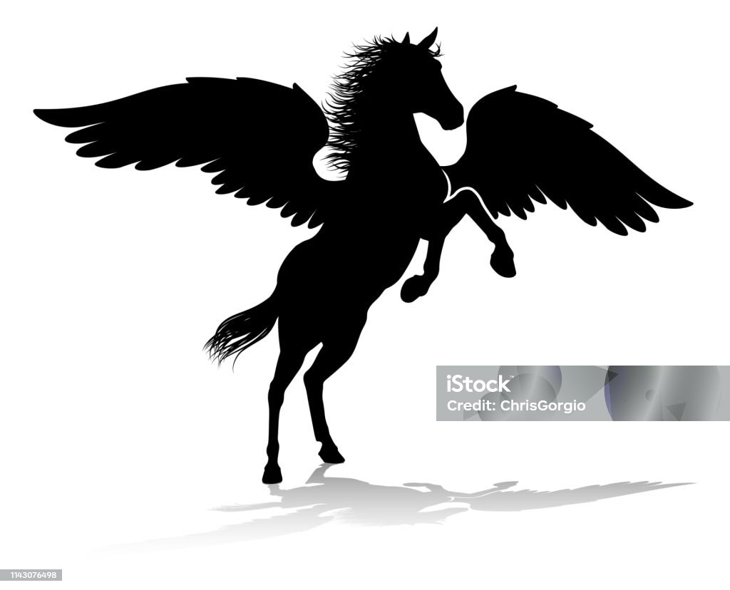 Ngựa Có Cánh Thần Thoại Pegasus Silhouette Hình minh họa Sẵn có ...