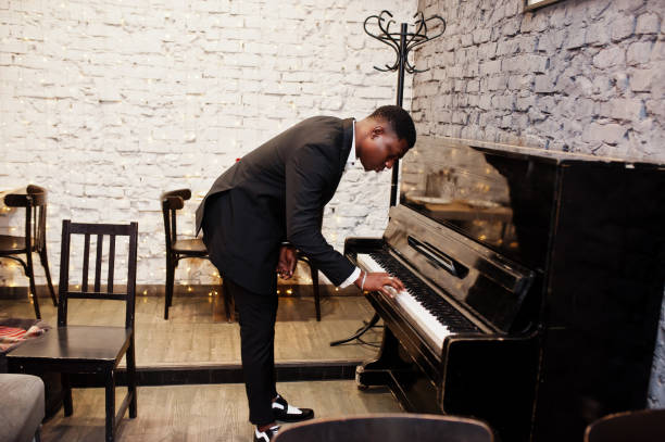 istock Strong powerful african american man in black suit 1143078017