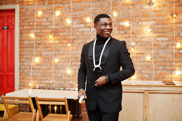 istock Strong powerful african american man in black suit 1143078177
