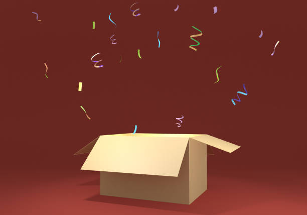 istock 3D rendering illustration carton with confetti 1143078624