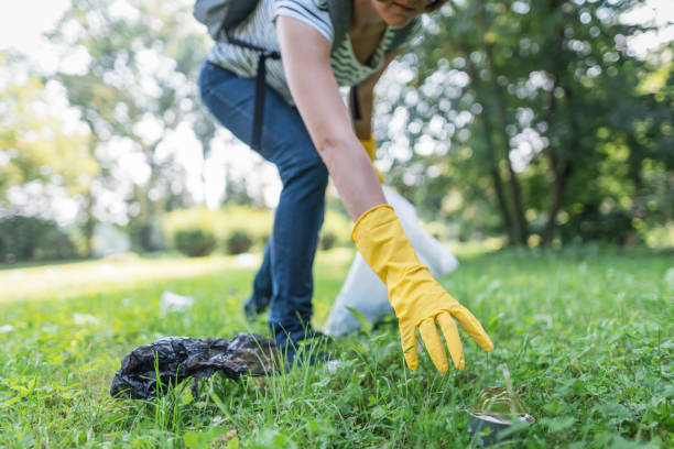 istock Woman picking up garbage in the park 1143081161