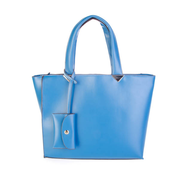 Single blue leather handbag