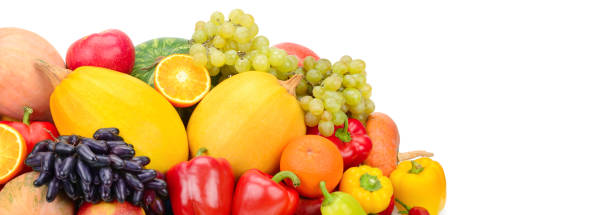 istock Fruits and vegetables isolated on a white background. 1143084145