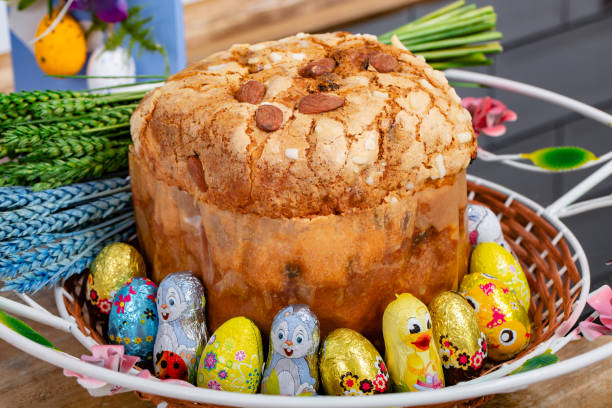 istock Easter Cake - Russian and Ukrainian Traditional Kulich, Paska Easter Bread. Selective focus. 1143084240