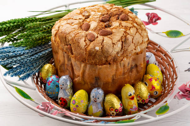 istock Easter Cake - Russian and Ukrainian Traditional Kulich, Paska Easter Bread. Selective focus. 1143084263