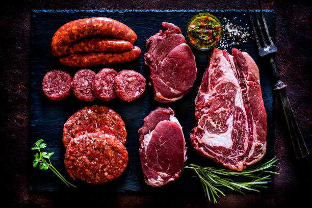istock Various cuts of raw meat shot from above 1143085917