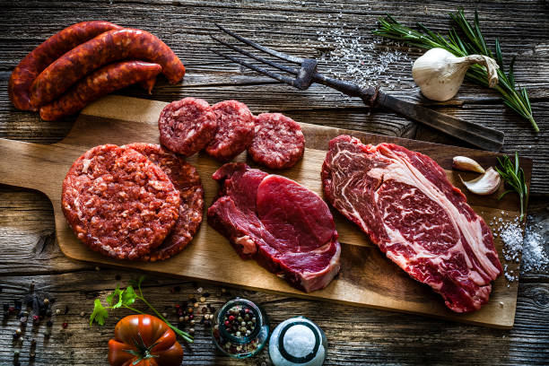 istock Various cuts of raw meat shot from above 1143086108