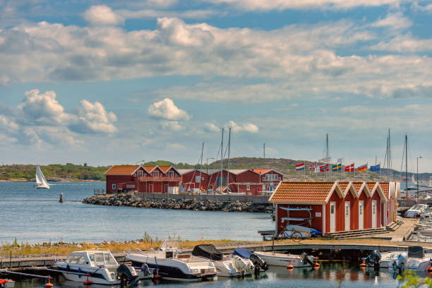 Marina of Kallo-Knippla in Bohuslan, Sweden. Beautiful summer day.