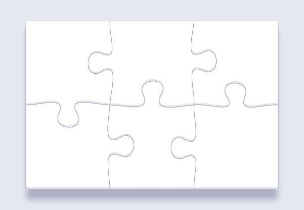 Jigsaw tiles. Puzzles grid, jigsaws details and connected puzzle pieces marketing business communication concept vector template Jigsaw tiles. Puzzles grid, jigsaws details and connected puzzle pieces marketing business communication concept. Team compare metaphor vector template puzzle borders stock illustrations