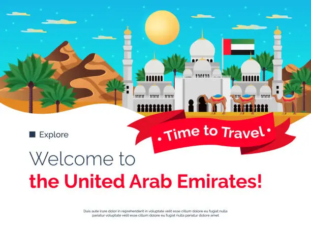 Vector illustration of UAE Travel Welcome Banner