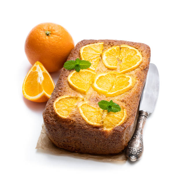 istock Homemade orange syrup cake isolated on white 1143091800