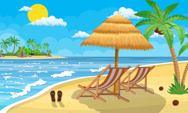 istock Landscape of wooden chaise lounge, 1143091834