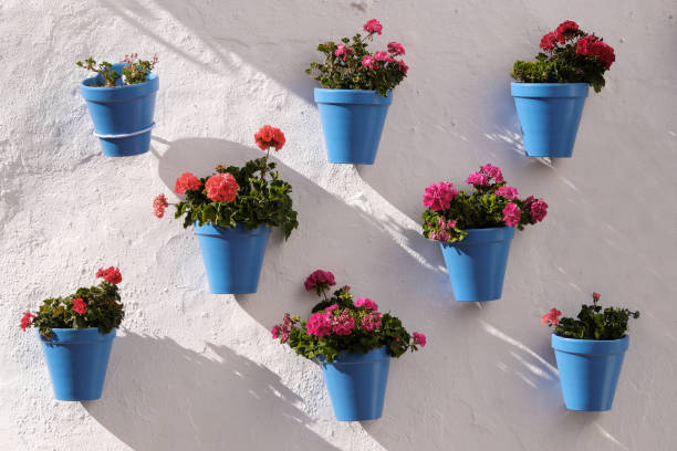 istock Andalucia Spain whitewashed village flower pot wall display 1143092829