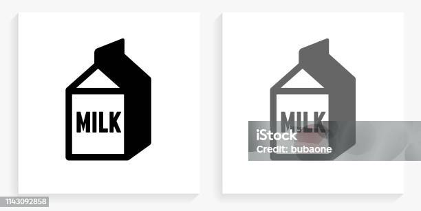 Milk Carton Black And White Square Icon Stock Illustration - Download Image Now - Icon Symbol, Milk Carton, Black And White
