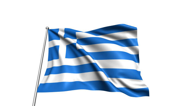 Bright and colorful Greek flag held on a traditional Orthodox Greek church.Further pictures (Summer 2011) of GREECE below: