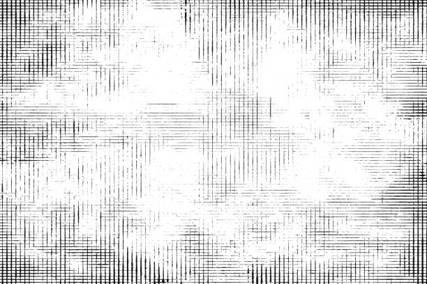 istock Texture of black lines, scratches, dots on white background. 1143098089