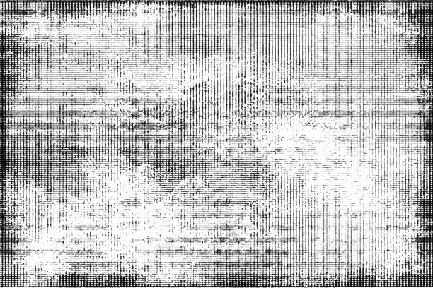 istock Texture of black lines, scratches, dots on white background. 1143098219