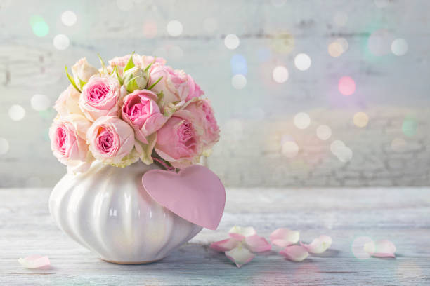 Pink roses in a vase