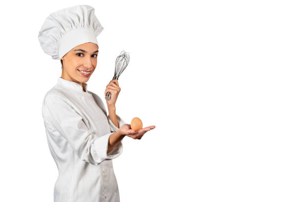 istock Cute chef showing bakery symbols 1143099566