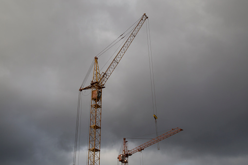 Tower crane for the construction of high-rise buildings.