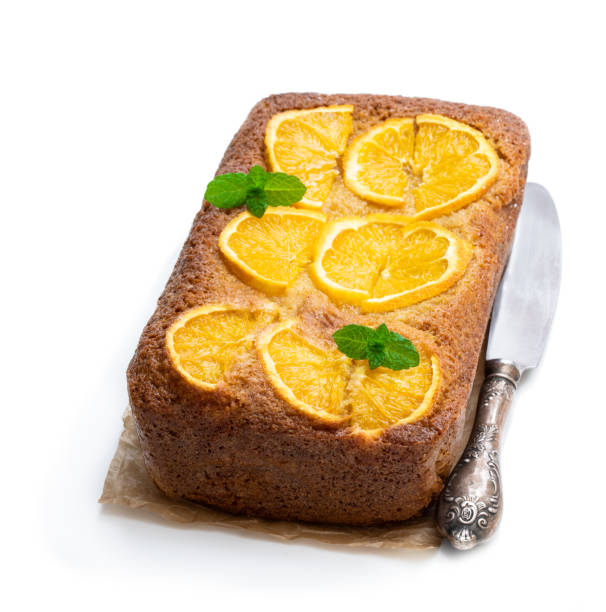 istock Homemade orange syrup cake isolated on white 1143101726