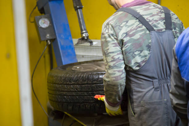 istock Tires and wheels. Sale and installation. 1143103345