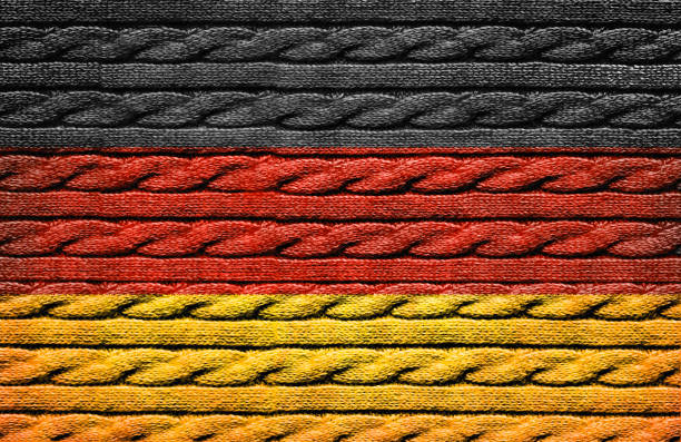istock Flag of Germany on knitted texture background 1143104799