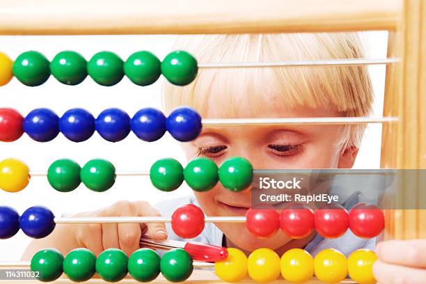Learning To Count Stock Photo - Download Image Now - 2-3 Years, Abacus, Boys