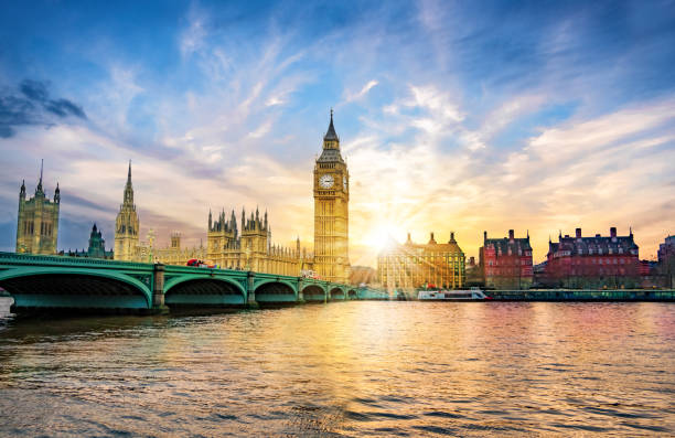 istock Famous Big Ben and Westminster Abbey at sunset 1143111043