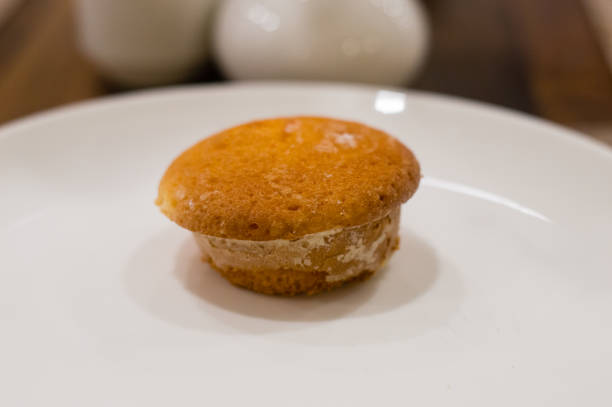 istock Tasty muffin on white plate. 1143111631