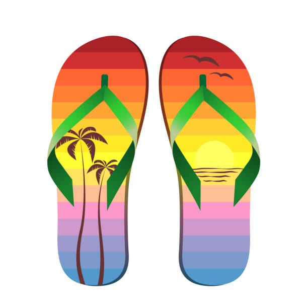 Flip flop - texture summer sunset at beach vector illustration Flip flop - texture summer sunset at beach vector illustration flip flop sandal beach isolated stock illustrations