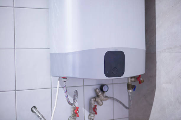 istock Water heater on the wall in the bathroom. 1143114691