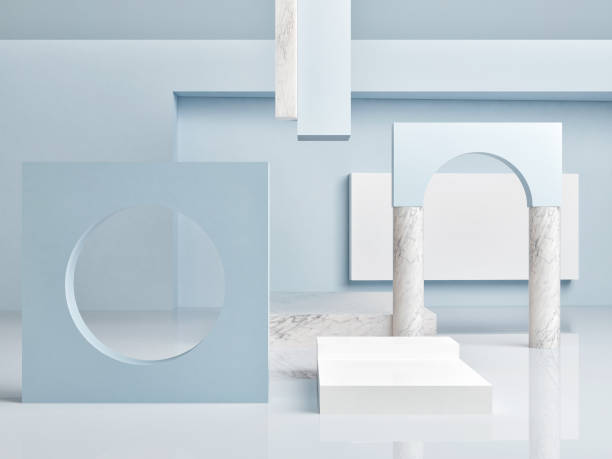 Mock up podium in abstract worl