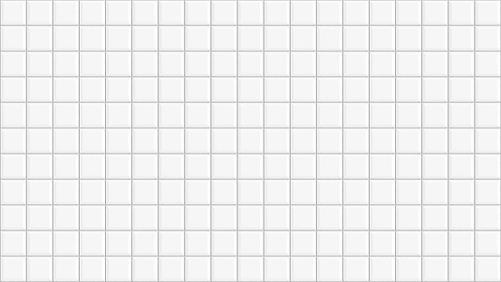 White square ceramic tiles texture background. Classic white metro tile. Horizontal picture.