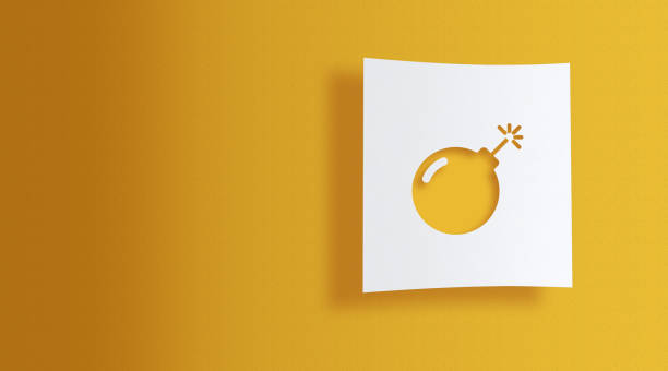 3d rendering of evil smiley cartoon ball bomb with fuse and \