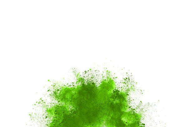 istock Green powder explosion on white background. Colored cloud. Colorful dust explode. Paint Holi. 1143129441