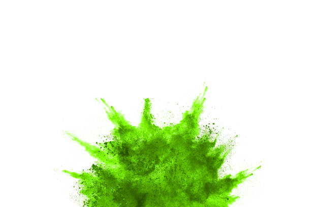 istock Green powder explosion on white background. Colored cloud. Colorful dust explode. Paint Holi. 1143129450