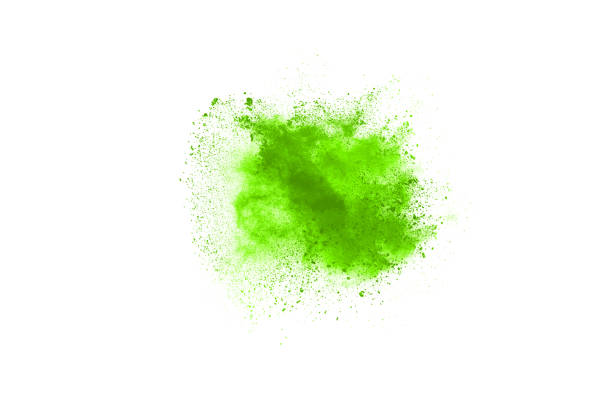 istock Green powder explosion on white background. Colored cloud. Colorful dust explode. Paint Holi. 1143129454