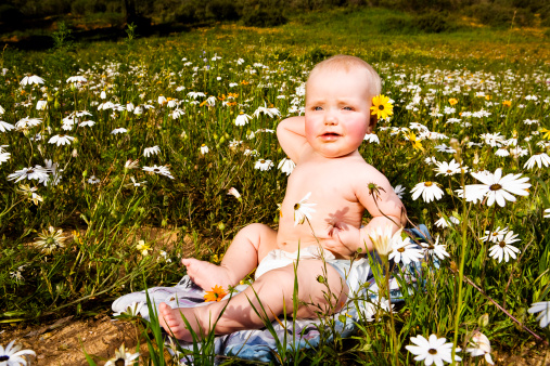 Little girl on grass